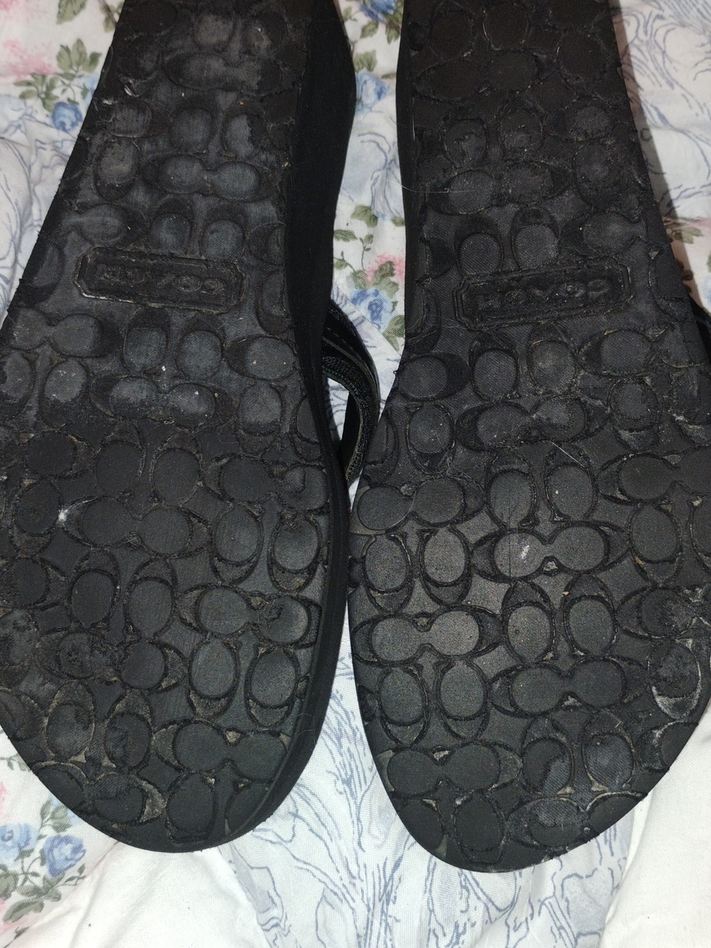 Coach Black Women's Thong Sandals with Silver Accent - Picture 2 of 5